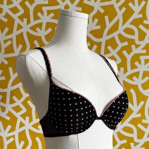 Victoria's Secret Black Pink Convertible Racerback Padded Push Up Bra - 34B